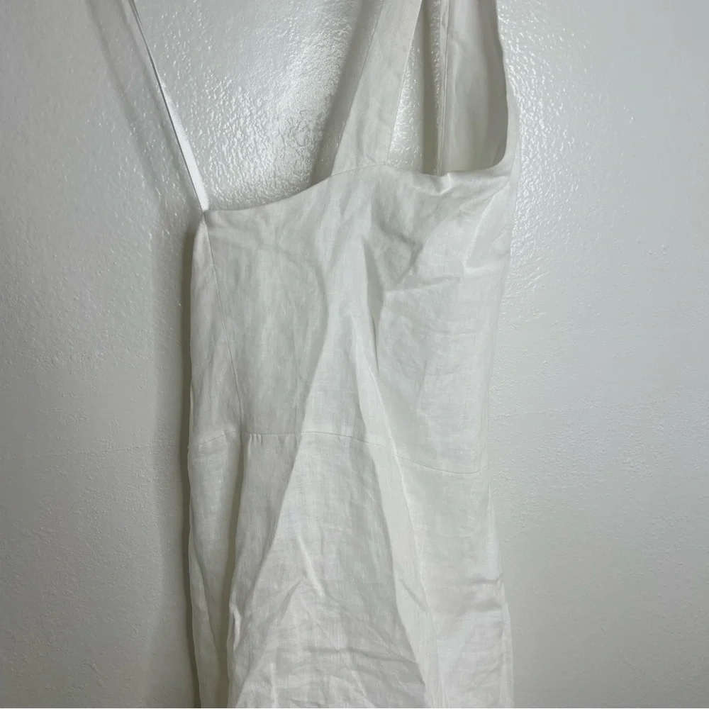 NWT DISSH 100% Linen Zoey White Assymetrical Linen White Mini Dress Size 2